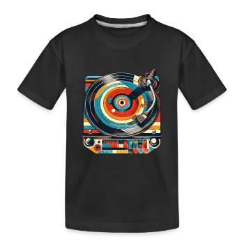 retro Plattenspieler Musik LP Vinyl Record Old - Kinder Premium Bio T-Shirt - Schwarz - Vorne
