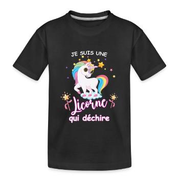 Je suis une licorne qui déchire - T-shirt bio Premium Enfant - noir - Devant