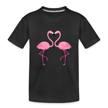 Flamingo Heart Shape Love Saint-Valentin Été - T-shirt bio Premium Enfant - noir - Devant