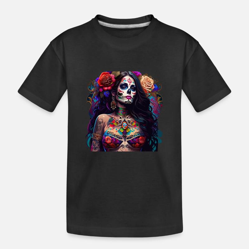 Pretty Dia de Muertos - T-shirt bio Premium Enfant - noir