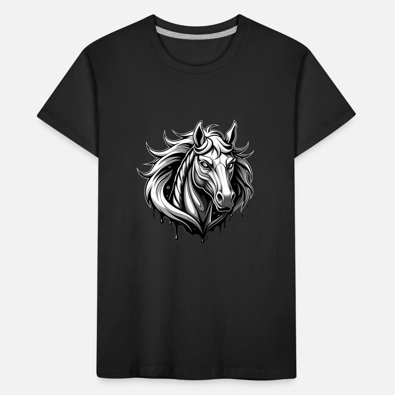 cheval noir et avec T-shirt bio Premium Enfant