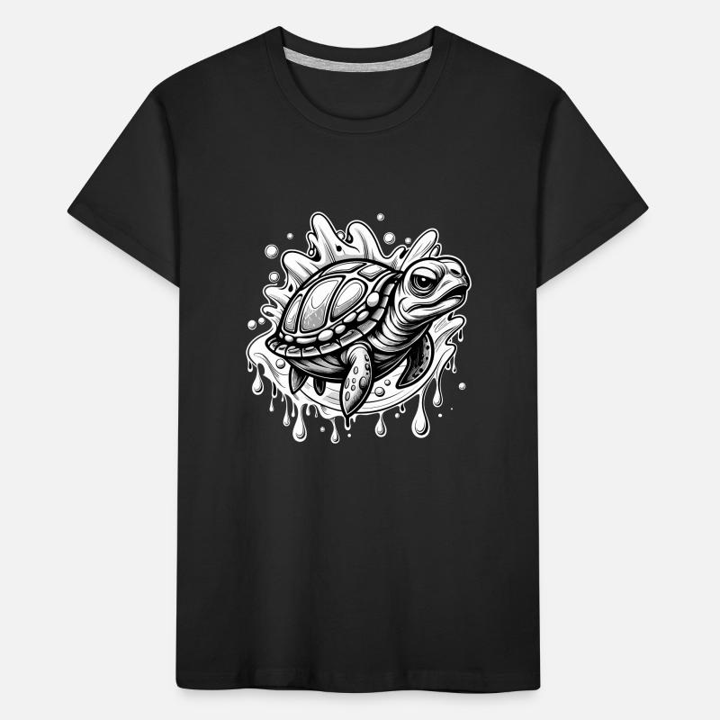 tortue noir et blanc T-shirt bio Premium Enfant