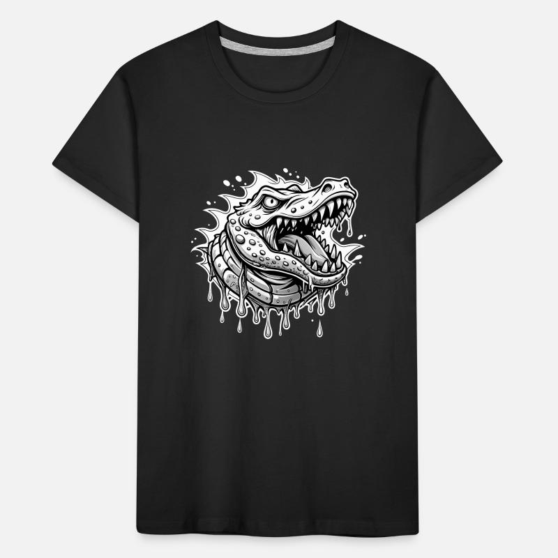crocodile black and wihte Kids' Premium Organic T-Shirt