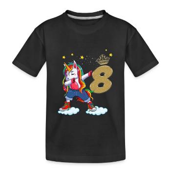 Mädchen Einhorn Geschenk Geburtstag 8 Jahre - Kinder Premium Bio T-Shirt - Schwarz - Vorne