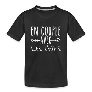 Couples with Chips, Crisps Fans Gift - Kids' Premium Organic T-Shirt - black - Front