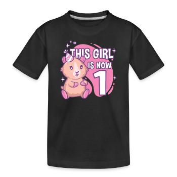 1er anniversaire Cochon d’Inde Fille 1 an - T-shirt bio Premium Enfant - noir - Devant