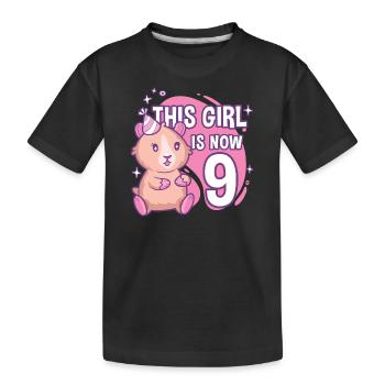 9ème anniversaire Cochon d’Inde Fille de 9 ans - T-shirt bio Premium Enfant - noir - Devant