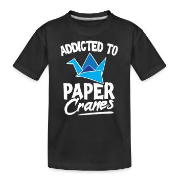 Accro aux grues en papier Devis pour un origami - T-shirt bio Premium Enfant - noir - Devant
