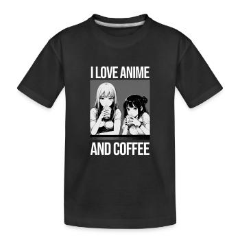 Ich liebe Anime und Kaffee - Manga Stil. - Kinder Premium Bio T-Shirt - Schwarz - Vorne