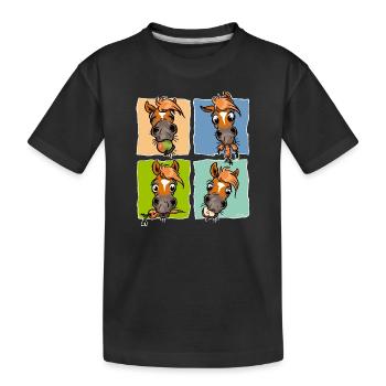Trombines gourmandes (fond blanc) - T-shirt bio Premium Enfant - noir - Devant