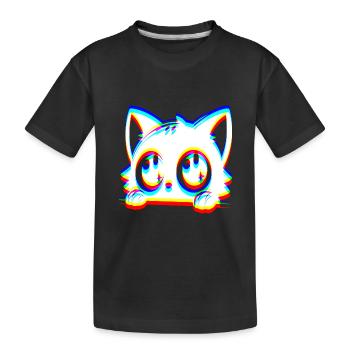 EDM Katze Glitch Style - Kinder Premium Bio T-Shirt - Schwarz - Vorne