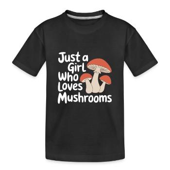 Pilz Pilze Funghi Champignon - Kinder Premium Bio T-Shirt - Schwarz - Vorne