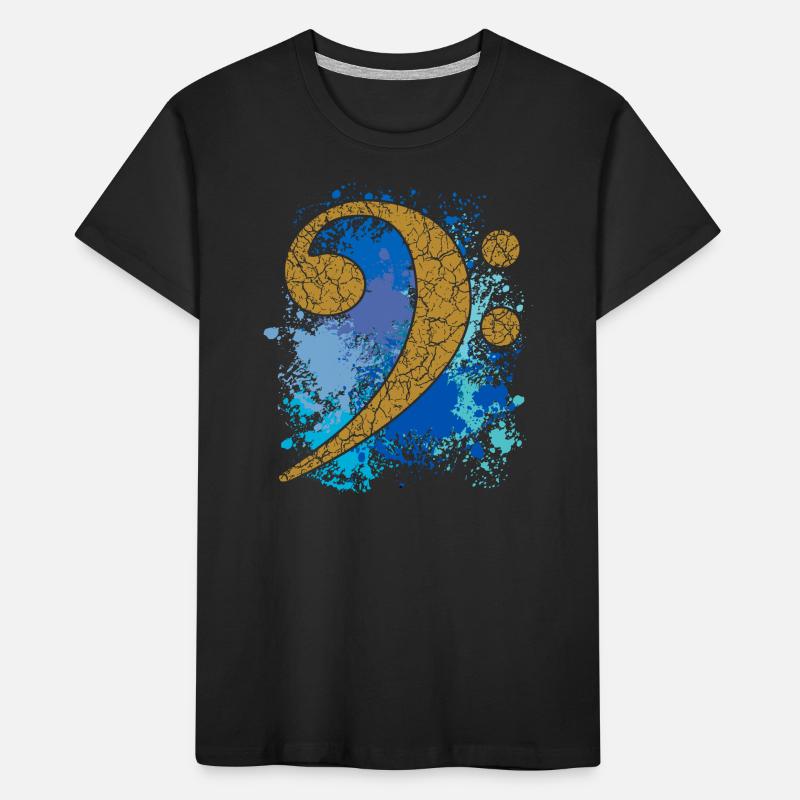Grande clé à basse sur éclaboussures de couleur T-shirt bio Premium Enfant