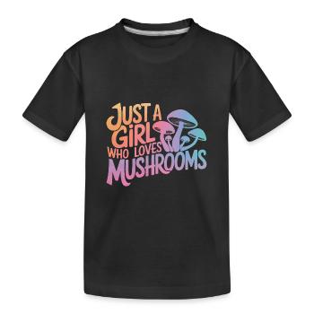 Pilz Pilze Funghi Champignon - Kinder Premium Bio T-Shirt - Schwarz - Vorne