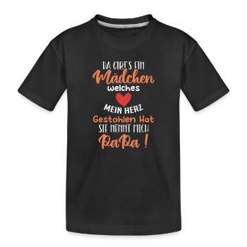 Da gibt´s ein Mädchen, welches mein Herz gestohlen - Kinder Premium Bio T-Shirt - Schwarz - Vorne