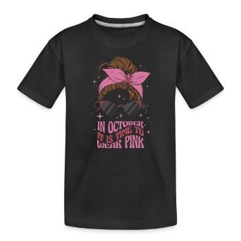 Oktoberzeit, um rosa Brustkrebs zu tragen - Kinder Premium Bio T-Shirt - Schwarz - Vorne