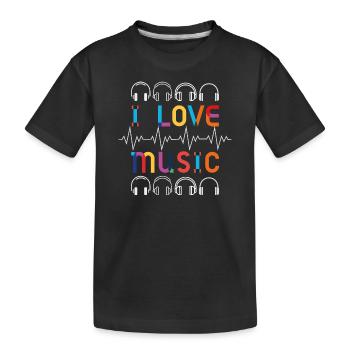I Love Music - Variation - Kinder Premium Bio T-Shirt - Schwarz - Vorne