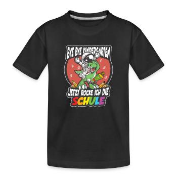 Jetzt rocke ich die Schule Astronaut Dino Geschenk - Kinder Premium Bio T-Shirt - Schwarz - Vorne