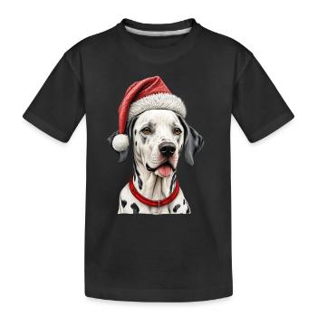 Weihnachten Dalmatiner Hund - Kinder Premium Bio T-Shirt - Schwarz - Vorne