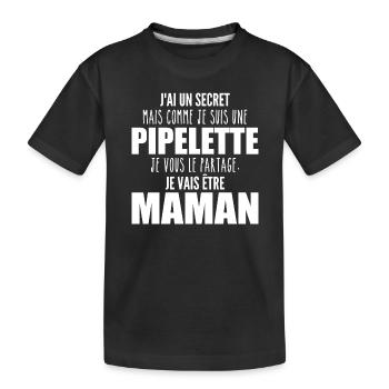 je suis une future maman pipelette ! future maman - T-shirt bio Premium Enfant - noir - Devant