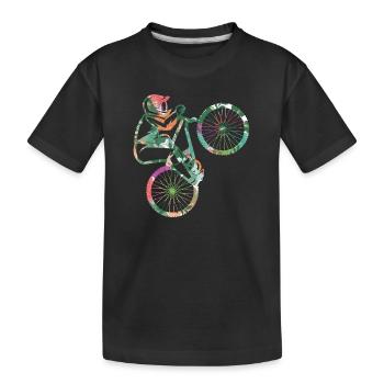 Mountain Bike Fahrrad Mädchen Mountainbike - Kinder Premium Bio T-Shirt - Schwarz - Vorne