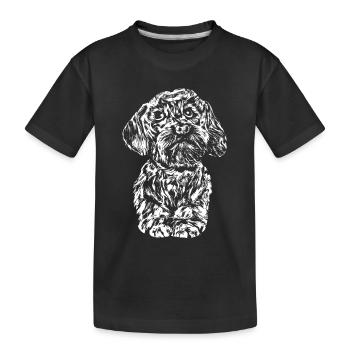 Fidèle chien bâtard avec de grands yeux. - T-shirt bio Premium Enfant - noir - Devant
