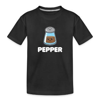 Halloween Pfeffer lustiges passendes Paargeschenk Teil 2 - Kinder Premium Bio T-Shirt - Schwarz - Vorne
