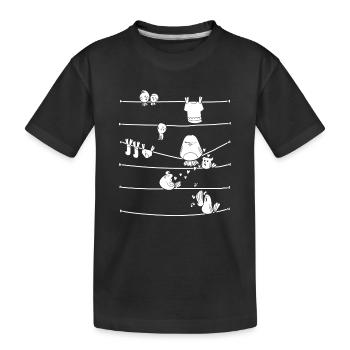 Oiseaux rayés sur un corbeille Cadeau d'amants d'oiseaux - T-shirt bio Premium Enfant - noir - Devant