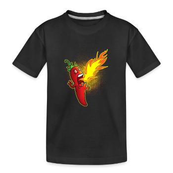 Chili spits fire - Kids' Premium Organic T-Shirt - black - Front