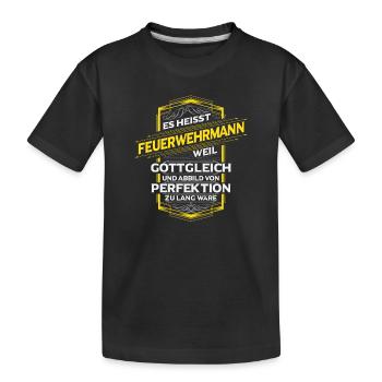 Feuerwehrmann - Kinder Premium Bio T-Shirt - Schwarz - Vorne