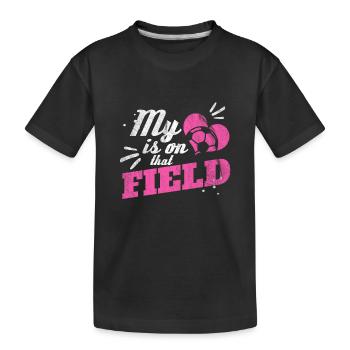 Mein Herz ist auf dem Fußball Platz - Geschenk - Kinder Premium Bio T-Shirt - Schwarz - Vorne