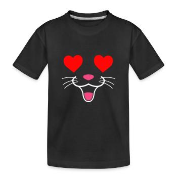 Coeur de chat Yeux cadeau - T-shirt bio Premium Enfant - noir - Devant