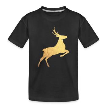 Goldener Hirsch - Kinder Premium Bio T-Shirt - Schwarz - Vorne