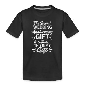 Shirt als Geschenk für zweiten Hochzeitstag - Kinder Premium Bio T-Shirt - Schwarz - Vorne