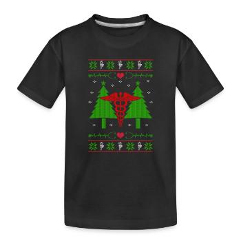 Krankenpflege Krankenschwester Ugly Christmas - Kinder Premium Bio T-Shirt - Schwarz - Vorne