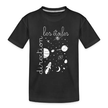 Cosmonaut Sheep - Heading for the Stars - Kids' Premium Organic T-Shirt - black - Front