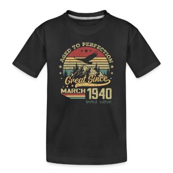 84 years old Aged to perfection born in March 1940 - Kids' Premium Organic T-Shirt - black - Front