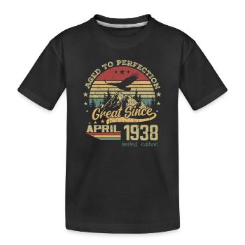 86 Jahre alt, Aged to Perfection, geboren im April 1938 - Kinder Premium Bio T-Shirt - Schwarz - Vorne