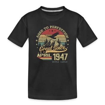 77 years old Aged to perfection born in April 1947 - Kids' Premium Organic T-Shirt - black - Front