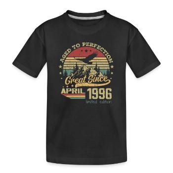 28 Jahre alt, Aged to Perfection, geboren im April 1996 - Kinder Premium Bio T-Shirt - Schwarz - Vorne