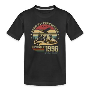 28 years old Aged to Perfection born: September 1996 - Kids' Premium Organic T-Shirt - black - Front