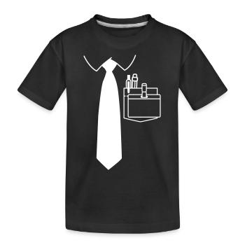 Hemd Krawatte und Namensschild für den Wunschnamen - Kinder Premium Bio T-Shirt - Schwarz - Vorne