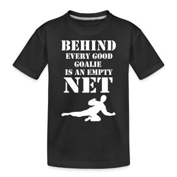 Floorball Goalkeeper - Kinder Premium Bio T-Shirt - Schwarz - Vorne