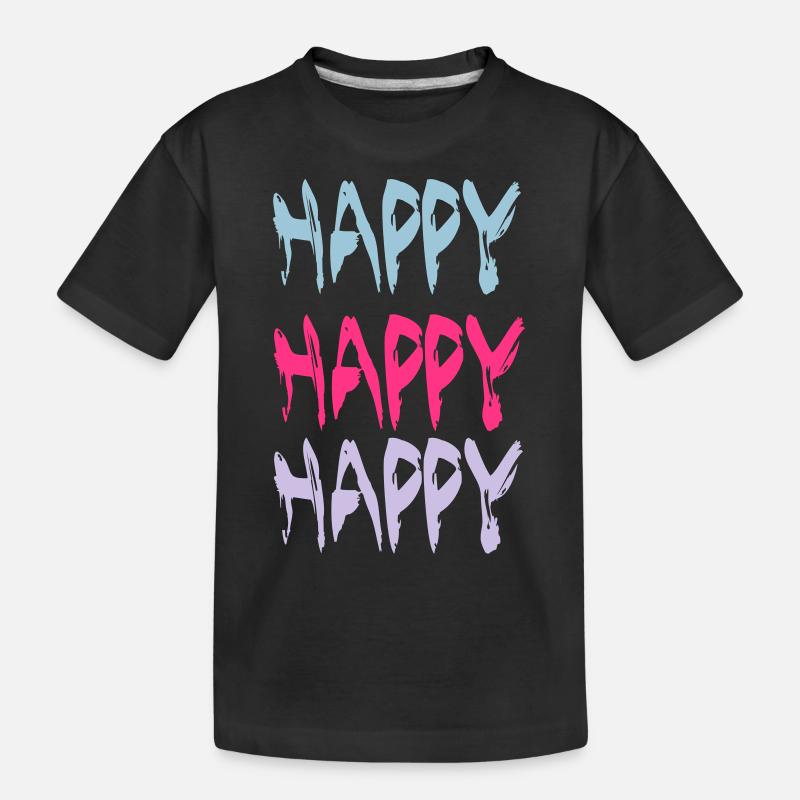 Happy - Kinder Premium Bio T-Shirt - Schwarz