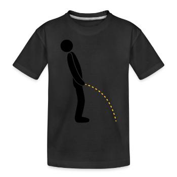 logo im stehen pinkeln pissen klo toilette erleich - Kinder Premium Bio T-Shirt - Schwarz - Vorne