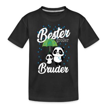 Bester großer Bruder Panda Geschwister Jungs - Kinder Premium Bio T-Shirt - Schwarz - Vorne