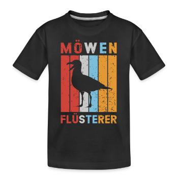 Möwen Flüsterer Möwe Nordsee Ostsee Vintage - Kinder Premium Bio T-Shirt - Schwarz - Vorne