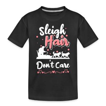 Tobogganing Christmas Winter Sports Wooden Sledge - Kids' Premium Organic T-Shirt - black - Front