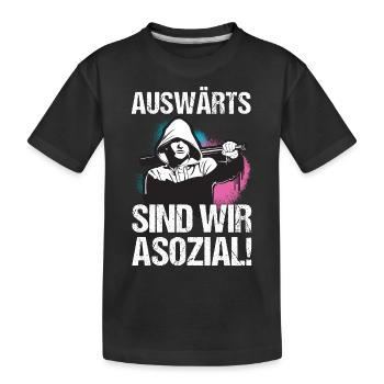 Fußball Auswärts Fans Support Geschenk - Kinder Premium Bio T-Shirt - Schwarz - Vorne