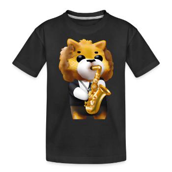 Löwe mit Saxophon - Kinder Premium Bio T-Shirt - Schwarz - Vorne